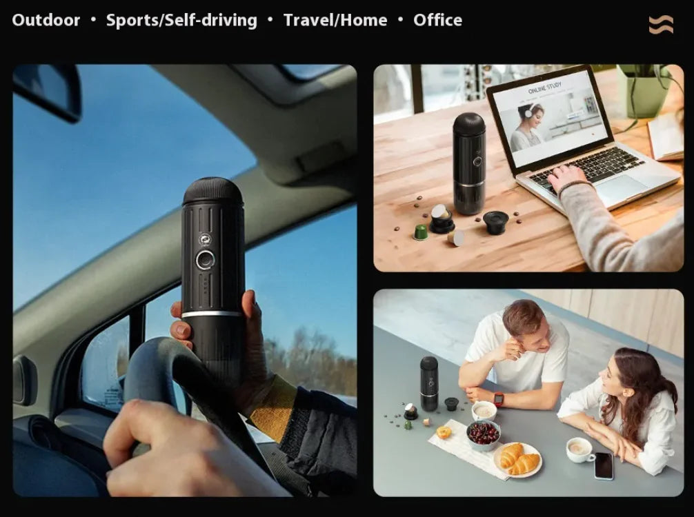 Compact Wireless Capsule Coffee Maker for Car Use