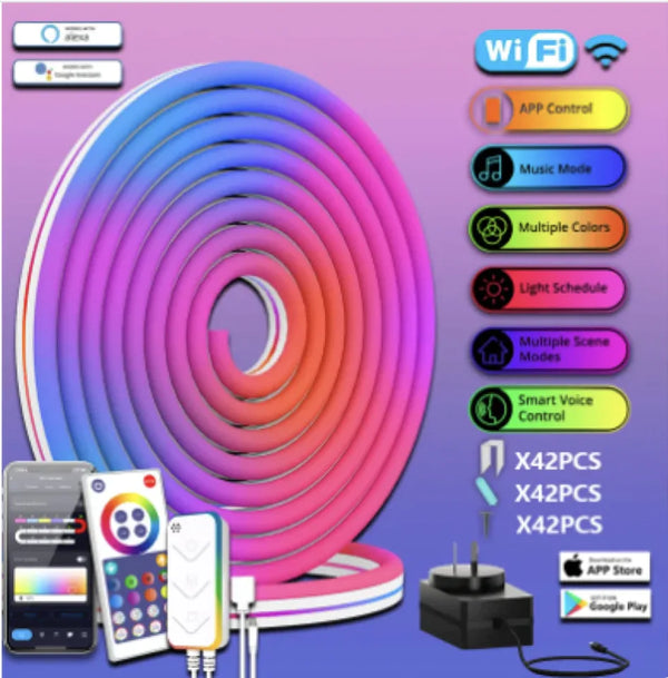 WiFi Smart LED Neonlichtstreifen mit Silikon-Graffiti-Design
