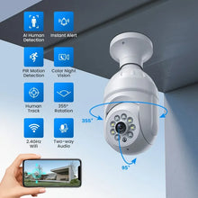 2.4GHz 1080P Wi-Fi Security Camera Light Bulb with Human Detection