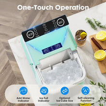 Countertop Ice Maker, Self-Cleaning Portable Ice Maker Machine with Handle and Ice Scoop, Bullet Ice Cubes, 9Pcs/6Min 26.5Lbs/24H for Home/Kitchen/Bar/Party, Green