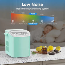 Countertop Ice Maker, Self-Cleaning Portable Ice Maker Machine with Handle and Ice Scoop, Bullet Ice Cubes, 9Pcs/6Min 26.5Lbs/24H for Home/Kitchen/Bar/Party, Green