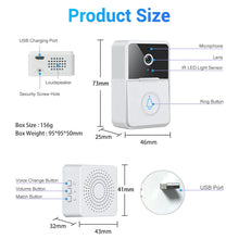 Sonnette de sécurité sans fil intelligente WiFi, interphone, caméra vidéo, sonnette de porte, carillon
