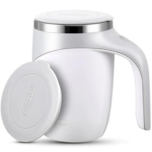 Patelai 1 tasse à café auto-mélangante en acier inoxydable de 383 ml, idéale pour les voyages, idéale pour la fête des pères, les anniversaires et les fêtes d'enfants (blanche)