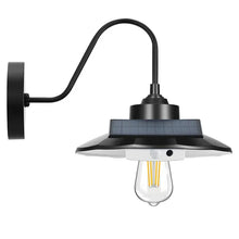 Solar Outdoor Barn Light, 3 Lighting Modes and Motion Sensor, 2-Pack Gooseneck Light Fixture, Farmhouse Wall Sconce, with E27 Bulb Compatible, Waterproof for Porch, House, Entryway, Black