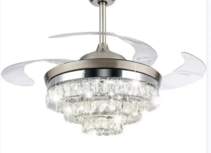 Crystal Luxury Invisible Ceiling Fan Light for Home